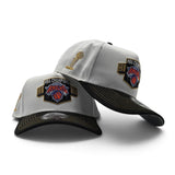 White 2025-2026 New York Knicks Champions Black Curved Visor Gray Bottom Trophy Side Patch New Era 9Forty Snapback (Copy)