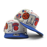 White Trucker New York Knicks Royal Blue Visor Gray Bottom 2X World Champions New Era 9Fifty A-Frame Snapback