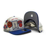 White Trucker New York Knicks Royal Blue Visor Gray Bottom 2X World Champions New Era 9Fifty A-Frame Snapback