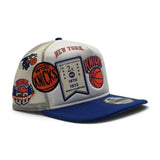 White Trucker New York Knicks Royal Blue Visor Gray Bottom 2X World Champions New Era 9Fifty A-Frame Snapback
