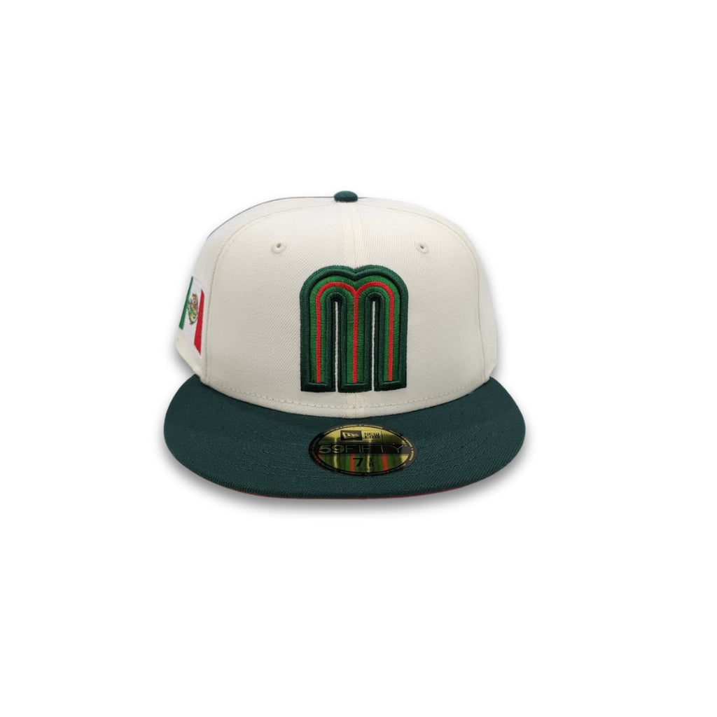 Off White Mexico Dark Green Red Bottom 2023 World Baseball Classic New Era 59Fifty Fitted