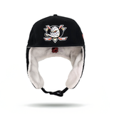 Black Anaheim Mighty Ducks Gray Bottom Dog Ear Flap New Era 59Fifty Fitted