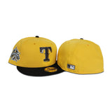 Yellow Texas Rangers Black Visor Gray Bottom 1995 All Star Game Side Patch New Era 59Fifty Fitted