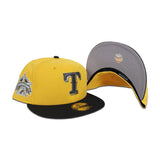 Yellow Texas Rangers Black Visor Gray Bottom 1995 All Star Game Side Patch New Era 59Fifty Fitted