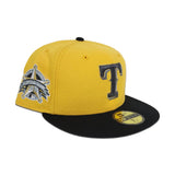 Yellow Texas Rangers Black Visor Gray Bottom 1995 All Star Game Side Patch New Era 59Fifty Fitted