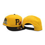 Yellow Pittsburgh Pirates Rose Black Visor Gray Bottom Three Rivers Stadium Side Patch New Era 9Fifty A-Frame Snapback