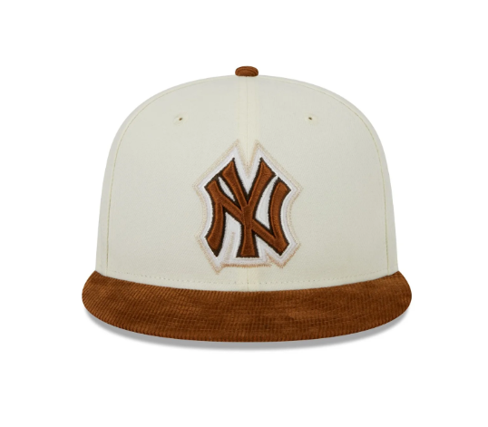 Off White NY Yankees Tan Corduroy Visor 1999 World Series Fitted