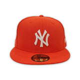 Orange New York Yankees Silver Bottom 27 World Series Titles Side Patch New Era 59Fifty Fitted