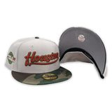 Stone Script Houston Astros Camo Visor Gray Bottom 2005 World Series Side Patch New Era 59Fifty Fitted