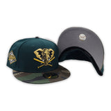 Dark Green Oakland Athletics Camo Visor Gray Bottom 25th Anniversary New Era 59Fifty Fitted