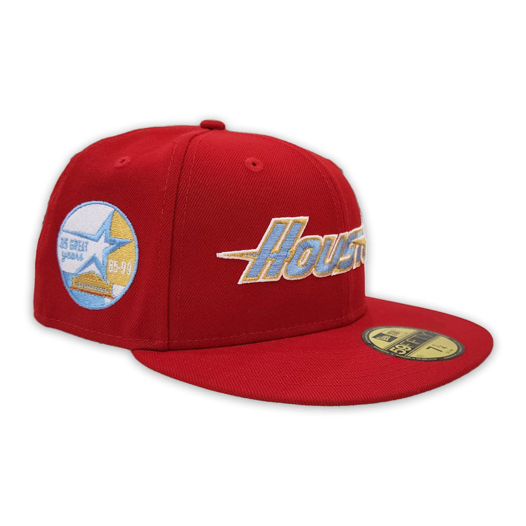 Houston Astros 35 Great Years New Era 59FIFTY Fitted Hat (Stone Black Red Under BRIM) 7 1/8