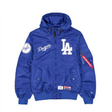 Royal Blue Los Angeles Dodgers Alpha Industries X New Era L-2B Hooded Bomber Jacket