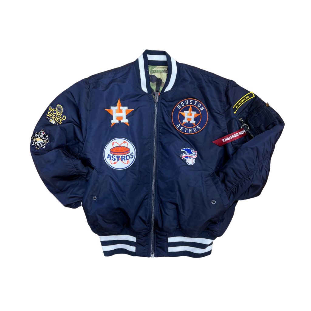 Blue Houston Astros Satin Jacket - Jackets Expert