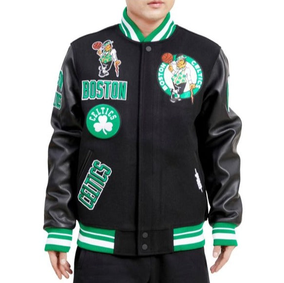 Black Boston Celtics Pro Standard Logo Mashup Wool Varsity Heavy