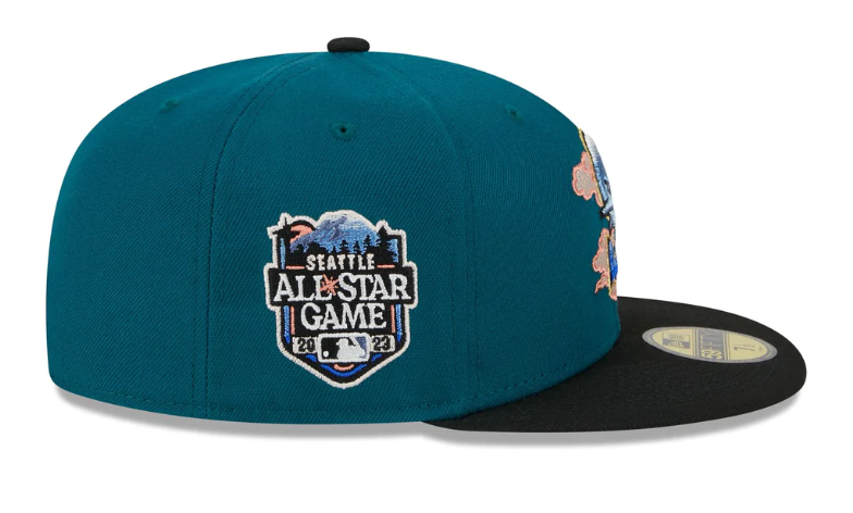 Midnight Green Cloud Spiral Seattle Mariners Black Visor Gray Bottom 2023 All Star Game Side Patch New Era 59Fifty Fitted