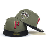 Olive Green Pittsburgh Pirates Black Visor Gray Bottom 2006 All Star Game Side Patch New Era 59Fifty Fitted