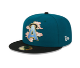 Midnight Green Cloud Spiral Los Angeles Angels Black Visor Gray Bottom 25th Anniversary Side Patch New Era 59Fifty Fitted