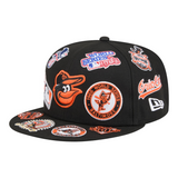 Black Baltimore Orioles All Over Logo Gray Bottom 59FIFTY New Era Fitted