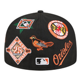 Black Baltimore Orioles All Over Logo Gray Bottom 59FIFTY New Era Fitted