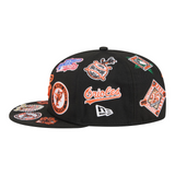 Black Baltimore Orioles All Over Logo Gray Bottom 59FIFTY New Era Fitted