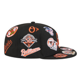Black Baltimore Orioles All Over Logo Gray Bottom 59FIFTY New Era Fitted