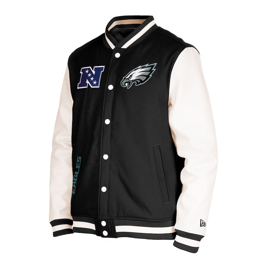 Wool/Leather Logo Chicago Bears Black Varsity Jacket - Jackets Expert