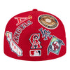 Red Los Angeles Angels All Over Logo Gray Bottom 59FIFTY New Era Fitted