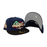 Navy Blue Los Angeles Dodgers 1988 World Series Champions Brown Visor Gray Bottom Team Logo Side Patch New Era 59Fifty Fitted