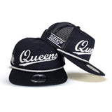 Navy Blue Trucker Script Queens Green Bottom Queens Street Sign Side Patch New Era Snapback