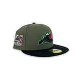 Olive Green Colorado Rockies Black Visor Gray Bottom 25th Anniversary Side Patch New Era 59Fifty Fitted