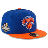 Royal Blue New York Knicks Orange Visor Gray Bottom 2026 Champions Side Patch New Era 59Fifty Fitted