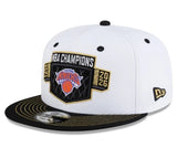 *** PRE-ORDER ARRIVING MIDDLE Of AUGUST White 2025-2026 New York Knicks Champions Black Visor Gray Bottom Trophy Side Patch New Era 9Fifty Snapback