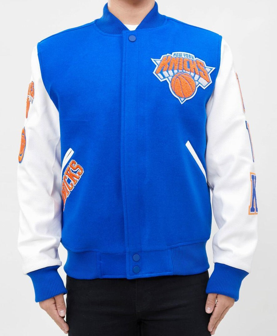 Mens New York Knicks Pro Standard Knicks Varsity Jacket Heather Grey/Black