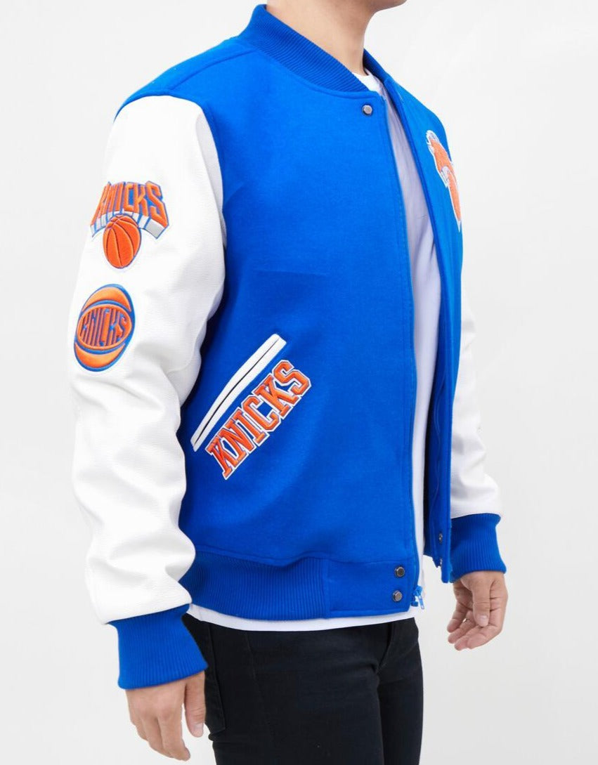 NBA Team Wool/Leather New Orleans Pelicans Blue and White Varsity Jacket -  HJacket