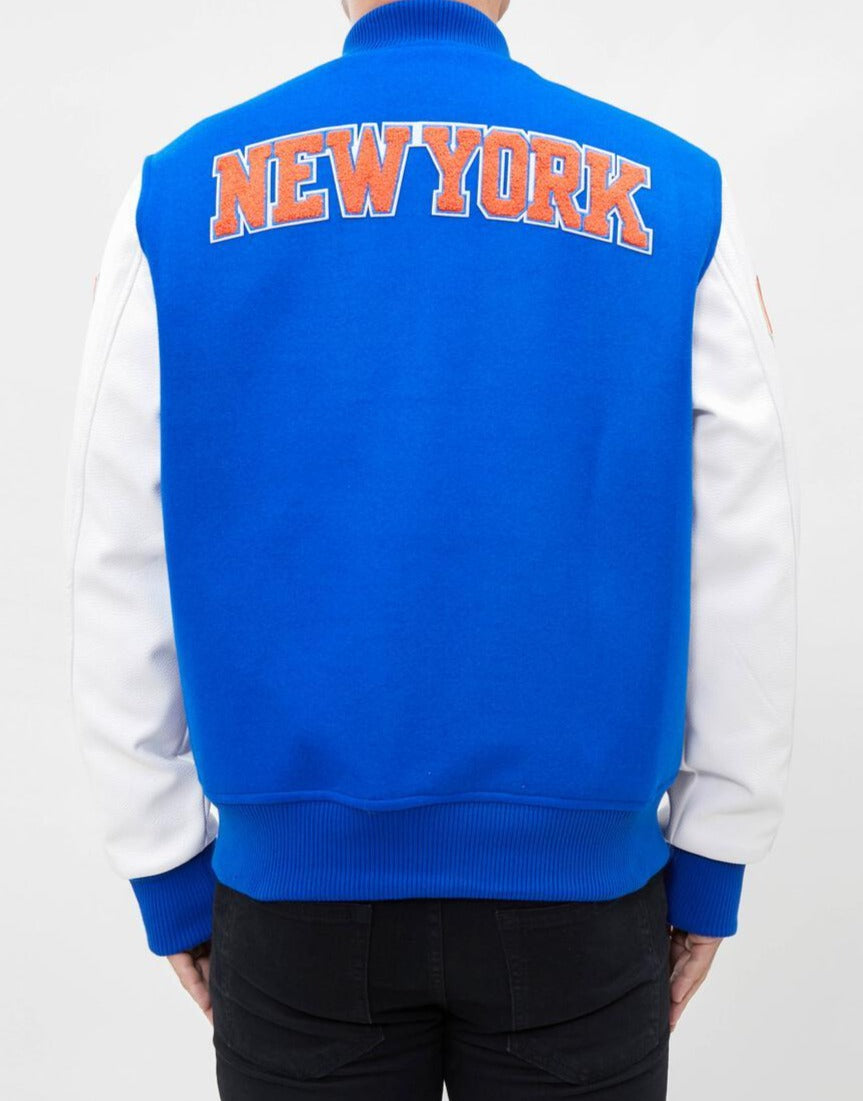 Pro Standard New York Knicks Retro Classic Eggshell Varsity Jacket