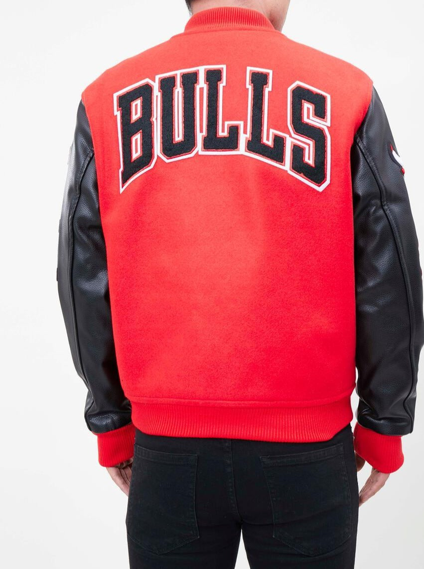 jacket, red, letterman jacket, chicago bulls - Wheretoget