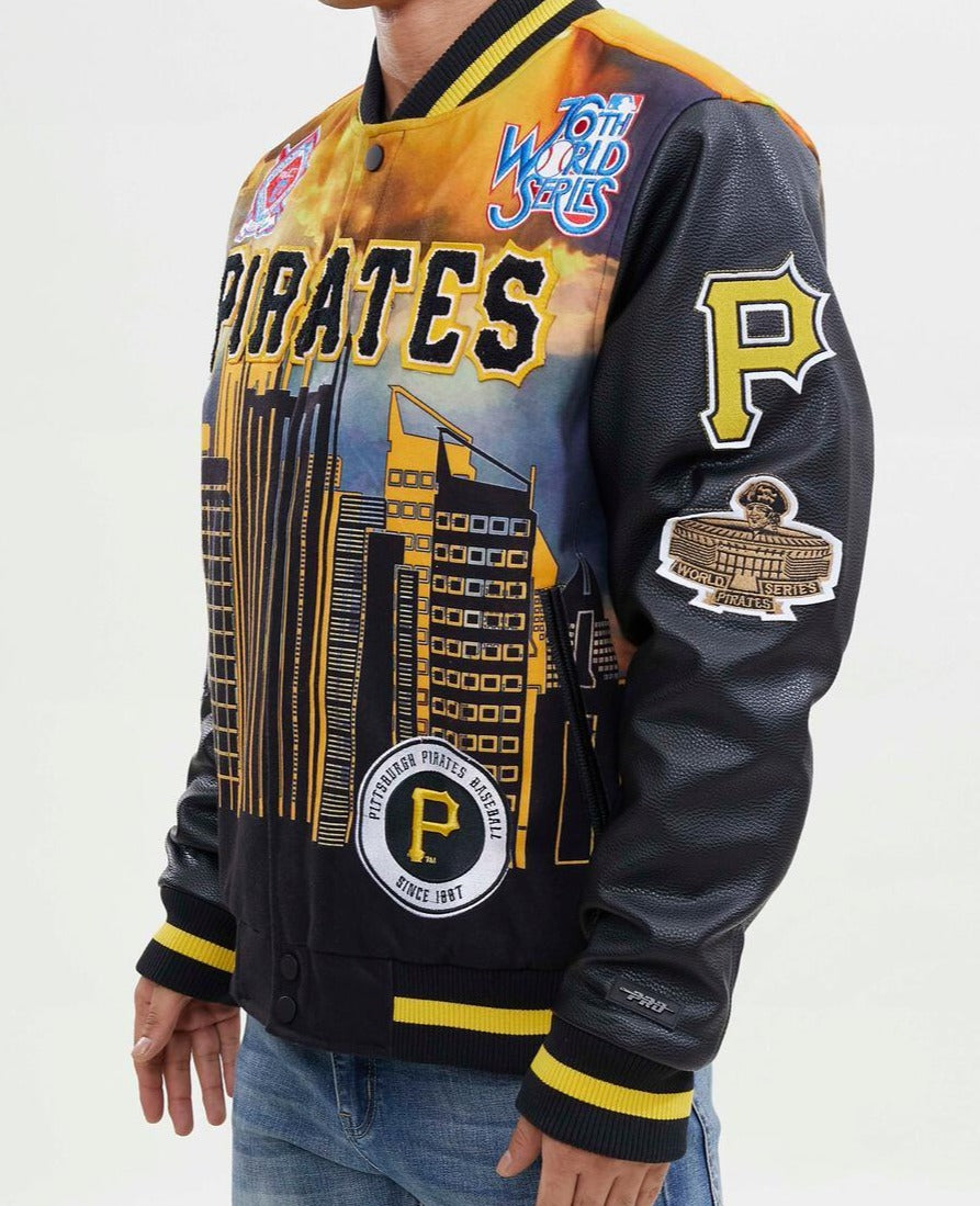 Pittsburgh Pirates Black Letterman Leather Jacket