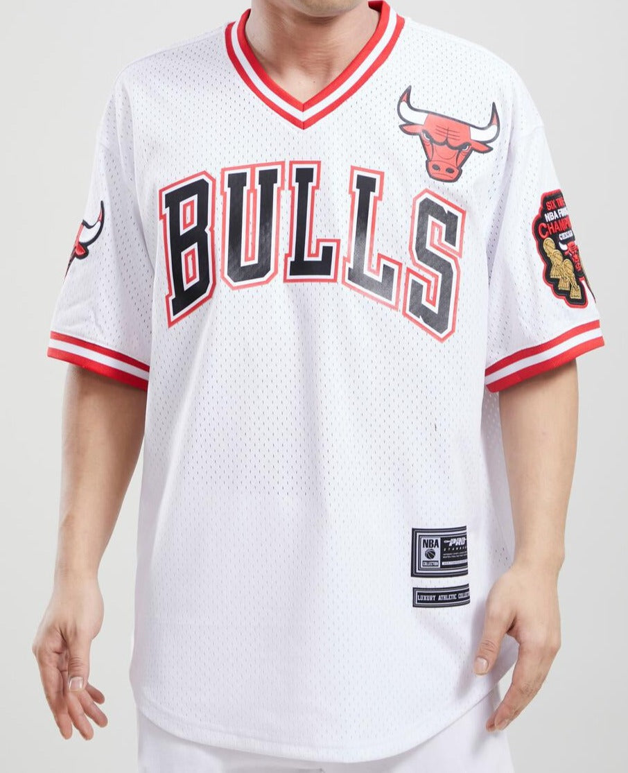 Pro Standard V-Neck Chicago Bulls White Mesh Jersey – Exclusive