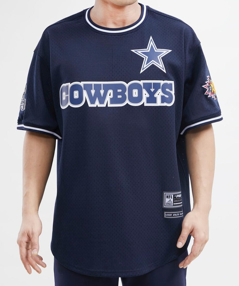 nfl cowboys gear Pro Standard Crew Neck Dallas Cowboys Navy Blue Mesh Jersey L