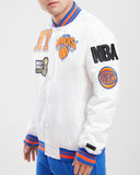 White New York Knicks Pro Standard Logo Mashup Satin Jacket