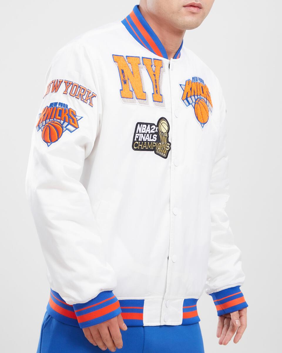 Pro Standard Mens NBA New York Knicks Mash Up Logo Varsity Jacket