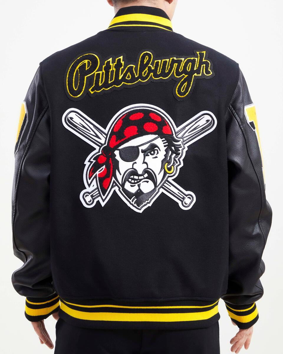 Black Pittsburgh Pirates Pro Standard Logo Mashup Wool Varsity Heavy Jacket L