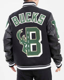 Black Milwaukee Bucks Pro Standard Logo Mashup Wool Varsity Heavy Jacket