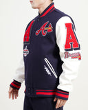 Navy Blue Atlanta Braves Pro Standard Logo Mashup Wool Varsity Heavy Jacket