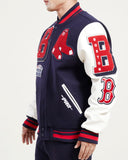 Navy Blue Boston Red Sox Pro Standard Logo Mashup Wool Varsity Heavy Jacket