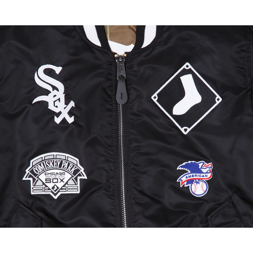 Black Chicago White Sox Alpha X Era MA-1 Bom Reversible New Industries Exclusive Fitted –