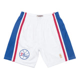 1996-97 White Philadelphia 76ers Home Mitchell & Ness Hardwood Classics Swingman Shorts