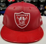 New Era NFL Faux Red Leather Shield Oakland Raiders 9Fifty Snapback Hat