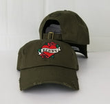 Henny By Field Grade OLIVE Green Distressed DAD Hat Snapback Strapback CAP