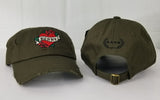 Henny By Field Grade OLIVE Green Distressed DAD Hat Snapback Strapback CAP
